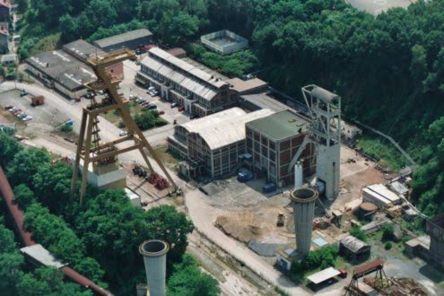 Vue aérienne du site minier de Cuvelette à Freyming-Merlebach